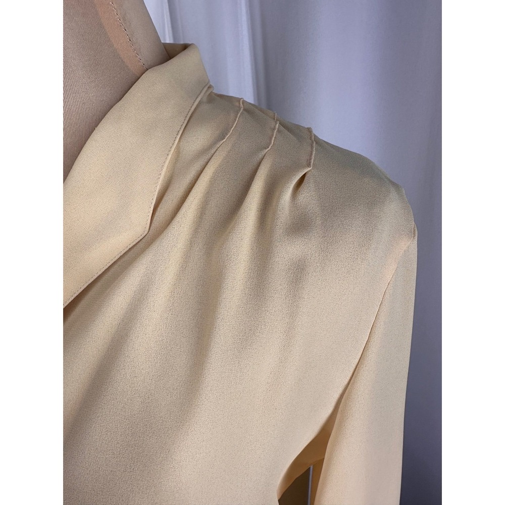 Christian Dior Vintage Yellow Chiffon Button Down Blouse Pleated Shoulder Size 6 - Picture 8 of 16